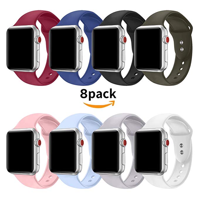 YOUKEX Sport Band Compatible with Apple Watch,Soft Silicone Strap Replacement Wristbands Compatible with Apple Watch Sport Series 3 Series 2 Series 1 Nike+ Sports Edition