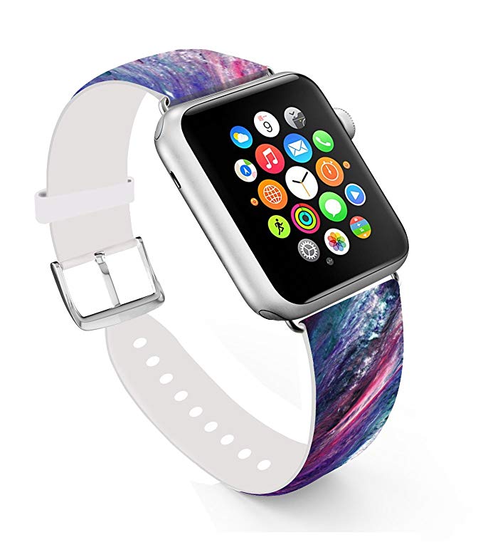 iWatch Bands 42mm Marble,Ecute Replacement Band Leather iWatch Bands Strap With Silver Metal Clasp For Apple Watch Series 1 Series 2 Series 3 42mm - Galaxy Marble Pattern
