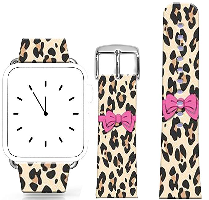 Bands for Iwatchs 38mm/40mm Series 1/2/3/4 / Topgraph Compatible Replacement Strap for Apple Watch 38mm/40mm Beautiful Leopard Print Cute Bowknot Design