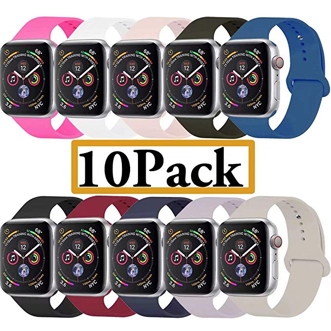 YANCH Compatible with for Apple Watch Band 38mm 42mm 40mm 44mm, Soft Silicone Sport Band Replacement Wrist Strap Compatible with for iWatch Series 4/3/2/1, Nike+,Sport,Edition,S/M M/L Size