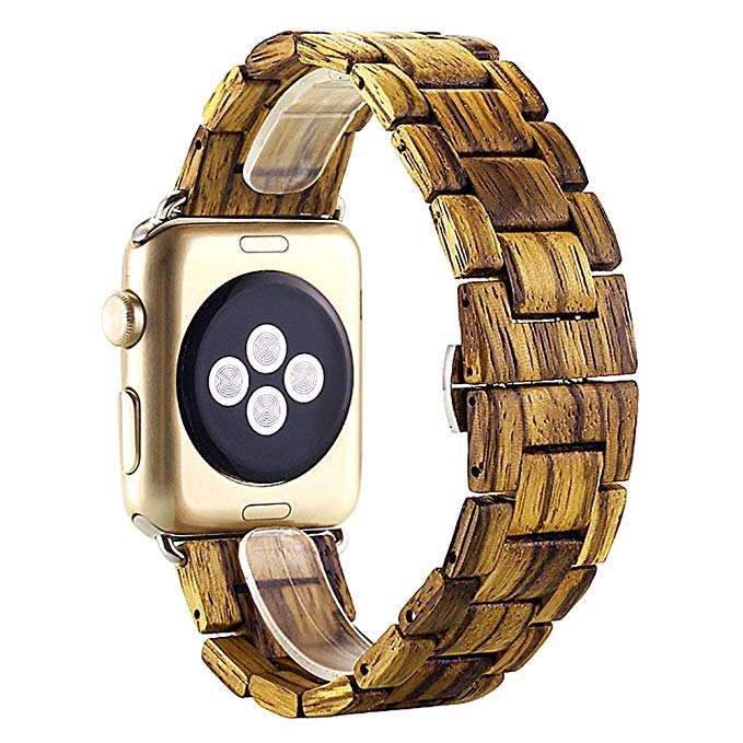 Erencook for Apple Watch Band 38mm 42mm, Handmade Wooden for iWatch Series 1/2/3 Bracelet Wristband