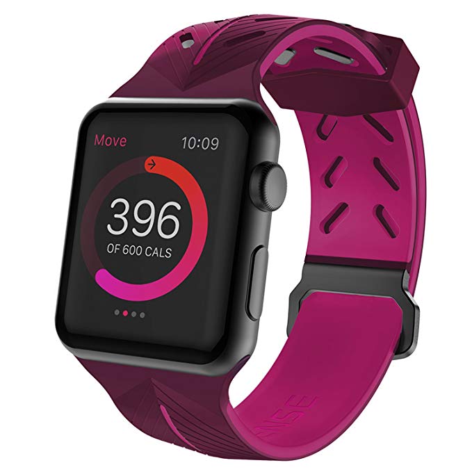 X-Doria Action Band, Compatible for 38mm Apple Watch Replacement Band - Soft Silicone, Active Watch Band - Compatible with Apple Watch Series 1, Series 2, Series 3 and Nike+, [Purple/Pink]