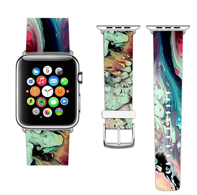 Women Band for Apple Watch Band 38mm,Ecute Leather Loop for Iwatch 38mm 40mm Series 4/Series 3/Series 2/Series 1/Edition/Sport - Flowing Marble