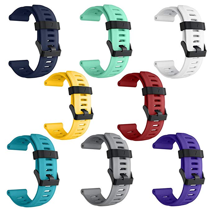 Leefrei Soft Silicone Sport Watch Band Replacement Strap Compatible Garmin Fenix 3 / Fenix 3 HR/Fenix 5X Smart Watch (Pack of 8)