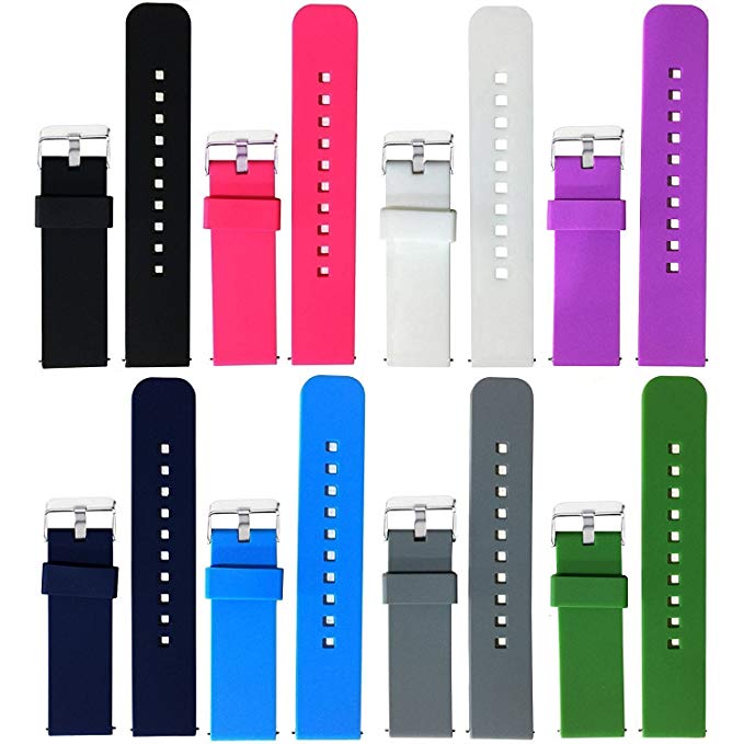 Replacement Silicone Bands for Fossil Q Marshal Gen 2 Touchscreen Smartwatch (8pcs)