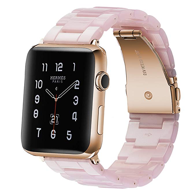 Fwheel Compatible with Apple Watch Band 38mm, Fashion Lightweight Resin Band with Stainless Steel Rose Gold Buckle Compatible with iWatch Series 4，Series 3,Series 2,Series 1,Sport, Edition