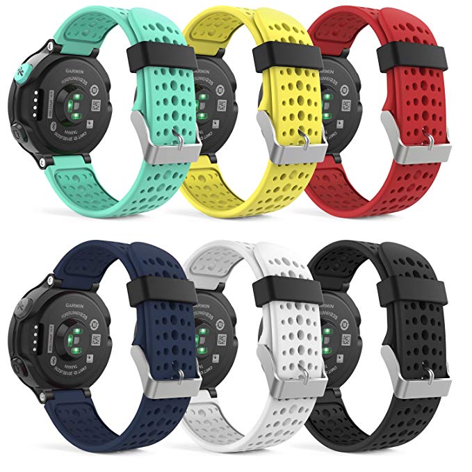 MoKo Garmin Forerunner 235 Watch Band, Soft Silicone Replacement Watch Band for Garmin Forerunner 235/220/230/620/630/735XT Smart Watch, 6PCS (Multi-Colors)